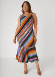 Flounced Zig Zag Midaxi Dress