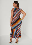Flounced Zig Zag Midaxi Dress
