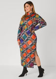 Plaid Mock Neck Maxi Dress