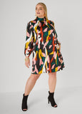 Printed Satin Swing Dress