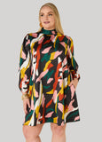 Printed Satin Swing Dress
