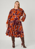 Floral Split Sleeve A Line Dress
