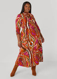 Tie Neck Paisley Maxi Dress