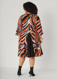 Bell Sleeve Abstract A Line Dress