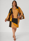 Split Sleeve Abstract Sheath Dress