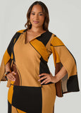 Split Sleeve Abstract Sheath Dress