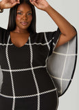 Windowpane Cape Effect Dress