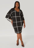 Windowpane Cape Effect Dress