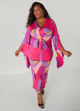 Geo Print Twisted Bodycon Dress