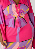 Geo Print Twisted Bodycon Dress