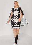 Houndstooth Split Sleeve Dress