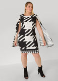 Houndstooth Split Sleeve Dress