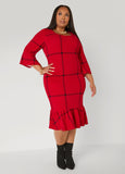 Split Sleeve Windowpane Dress