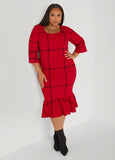 Split Sleeve Windowpane Dress