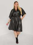 Faux Leather A Line Dress