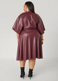 Faux Leather A Line Dress