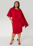 Textured Cape Effect Sheath Dress