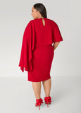 Textured Cape Effect Sheath Dress