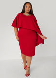 Textured Cape Effect Sheath Dress