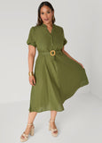 Puff Sleeved Cotton Shirtdress