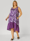 Plus Size Brushstroke Print Dress Plus Size Hi Low Dress Cotton Dresses