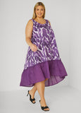 Plus Size Brushstroke Print Dress Plus Size Hi Low Dress Cotton Dresses