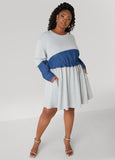 Plus Size Cotton Dress Gray Terry Fit Flare Dress Athleisure Dress