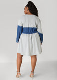 Denim Paneled French Terry Dress