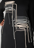 Shoelace Embellished Sweatshirt Dress