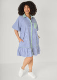 Two Tone Striped Shirtdress