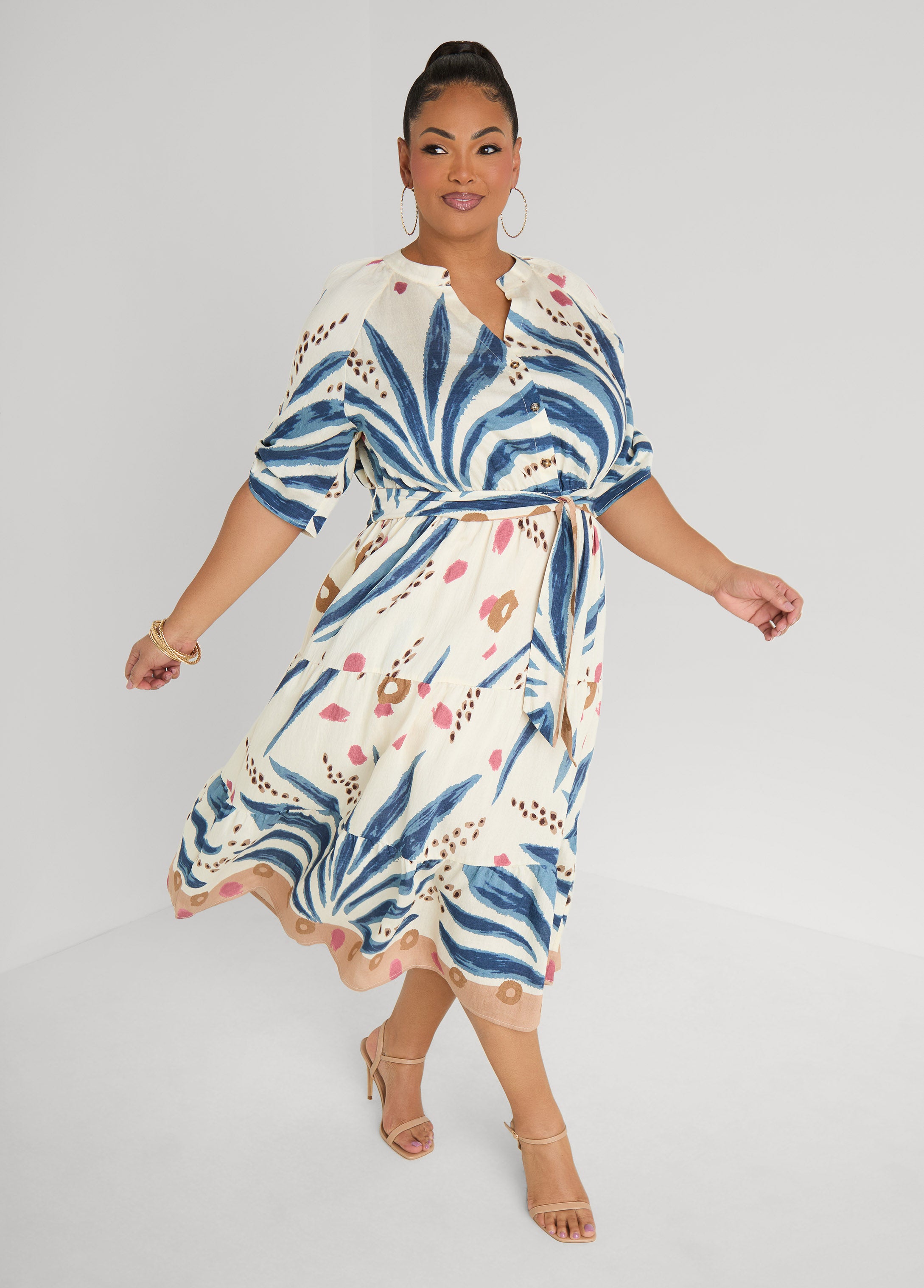 Abstract Print A Line Midaxi Dress Ashley Stewart Abstract Print A Line Midaxi Dress Ashley Stewart