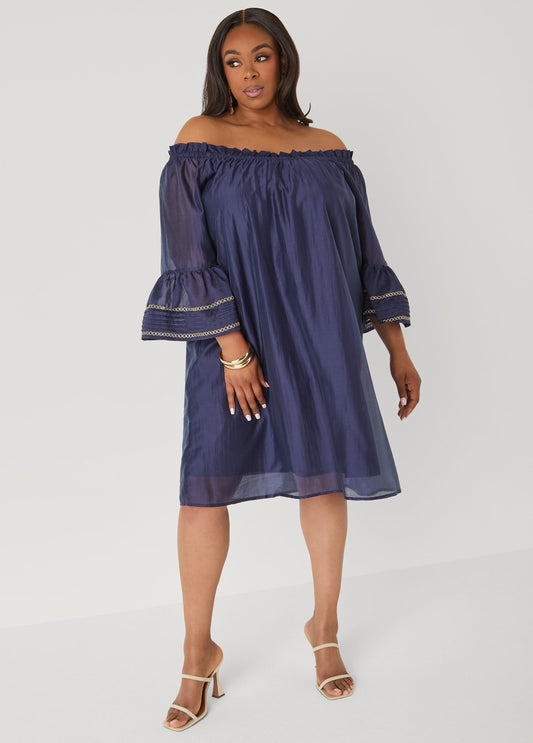 Embroidered Off The Shoulder Dress