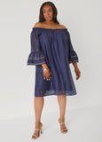 Embroidered Off The Shoulder Dress