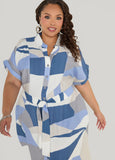 Belted Geo Print Shirtdress
