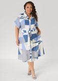 Belted Geo Print Shirtdress