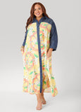 Denim Paneled Printed Shirtdress