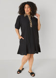 Leopard Trimmed Flounced Dress