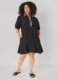 Leopard Trimmed Flounced Dress