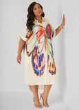 Butterfly Print Hi Low Shirtdress