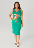Cutout Parrot Midi Tank Dress