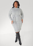 Belted Cable Knit Sweater Dress