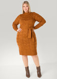Belted Cable Knit Sweater Dress