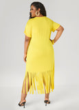 Tropical Fringed T Shirt Dress