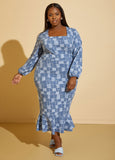 Plus Size Patchwork Print Maxi Dress
