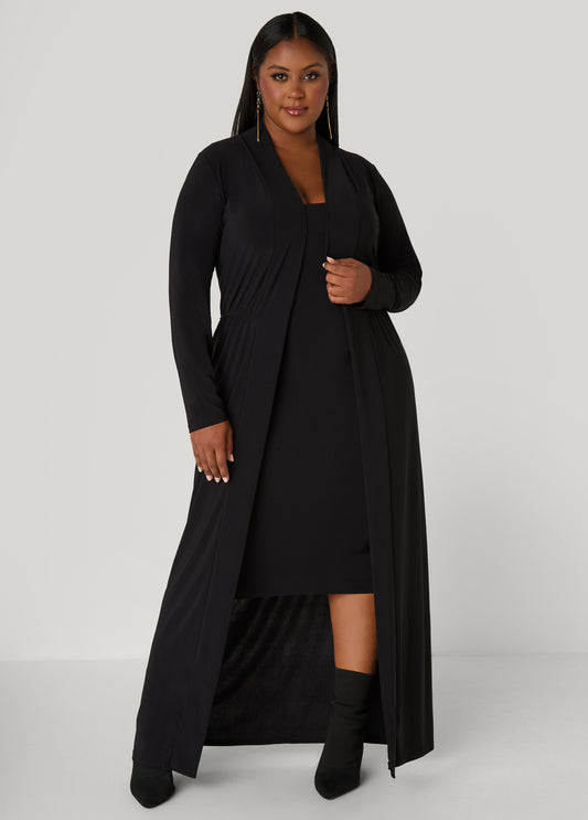 Plus Size Open Front Knit Duster