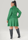 Faux Suede A Line Shirtdress