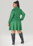 Faux Suede A Line Shirtdress