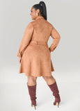 Faux Suede A Line Shirtdress