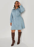 Faux Suede A Line Shirtdress