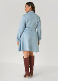 Faux Suede A Line Shirtdress